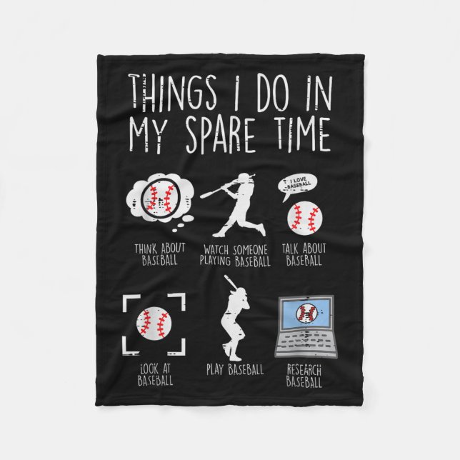 Things I Do Spare Time Baseball Funny Player Men W Fleecedecke (Vorderseite)