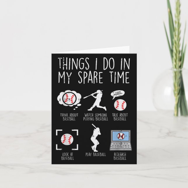 Things I Do Spare Time Baseball Funny Player Men W Karte (Vorderseite)