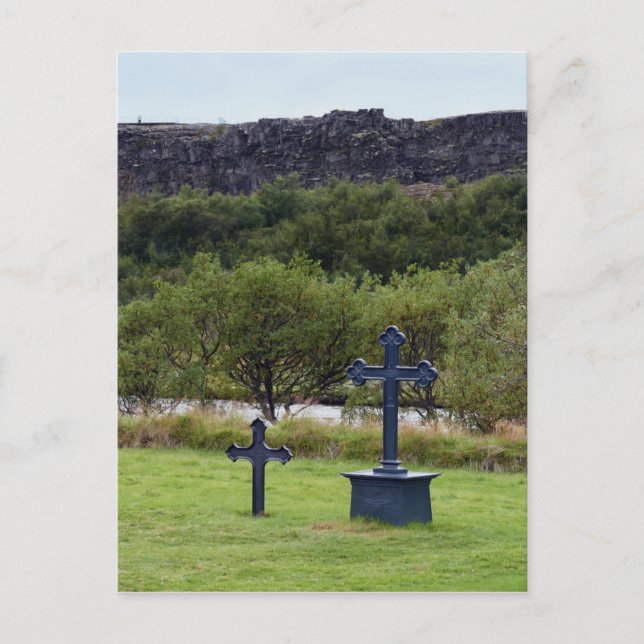 Thingvellir Church Friedhof, Island Postkarte (Vorderseite)
