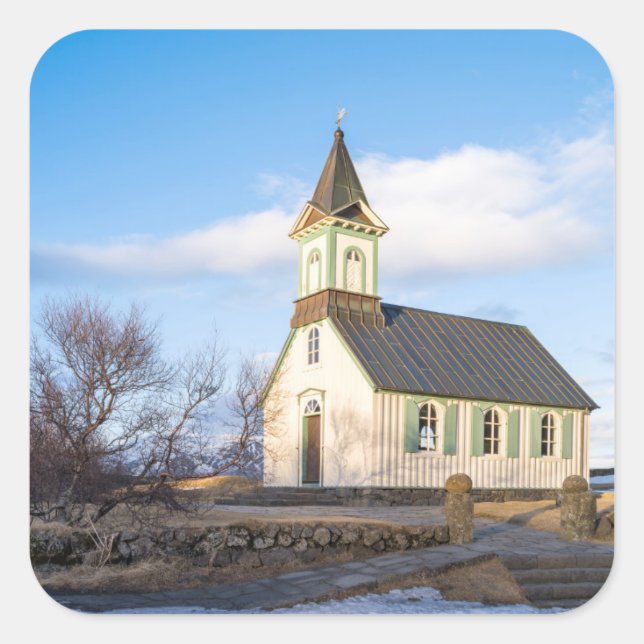 Thingvellir-Nationalpark in Island Quadratischer Aufkleber (Vorderseite)