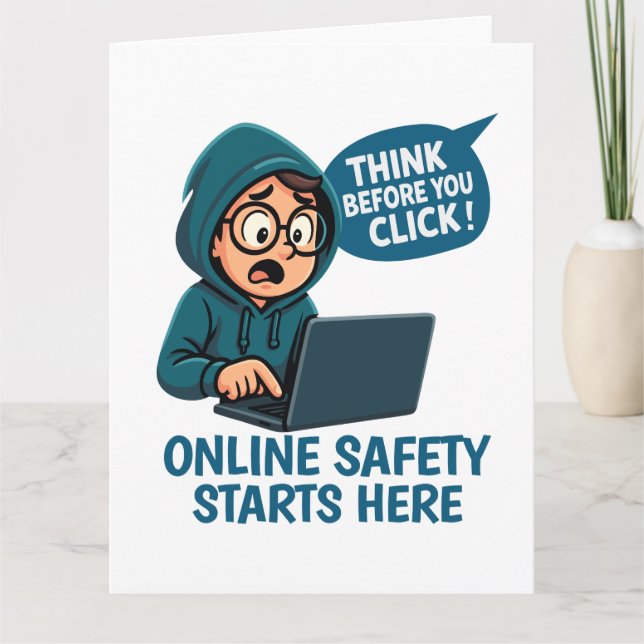 Think Before You Click - Online Safety Awareness Dankeskarte (Vorderseite)