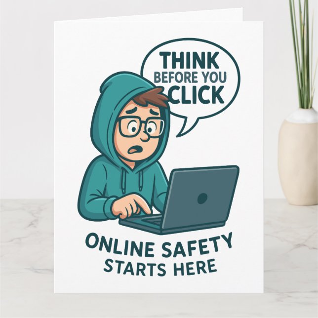 Think Before You Click - Online Safety Awareness Dankeskarte (Vorderseite)