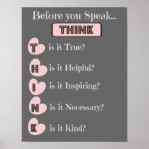THINK before you speak, Family Poster (pink gray)