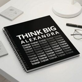 Think Big Typography Mindset Journal Black White  Notizbuch