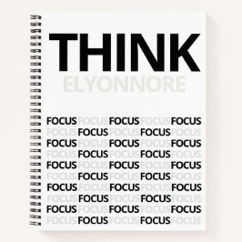 Think Focus - Modern Black And White Typography Notizbuch