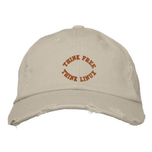 Think Free, Think Linux Bestickte Kappe