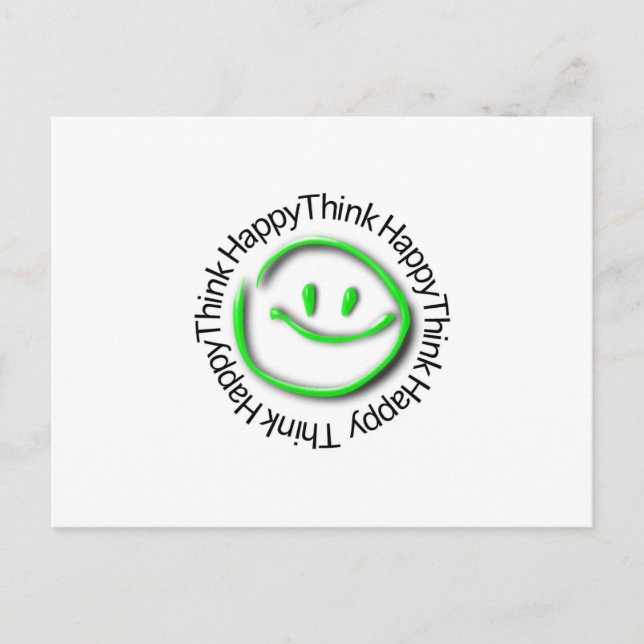 Think Happy (grüne Neon Edition) Postkarte (Vorderseite)