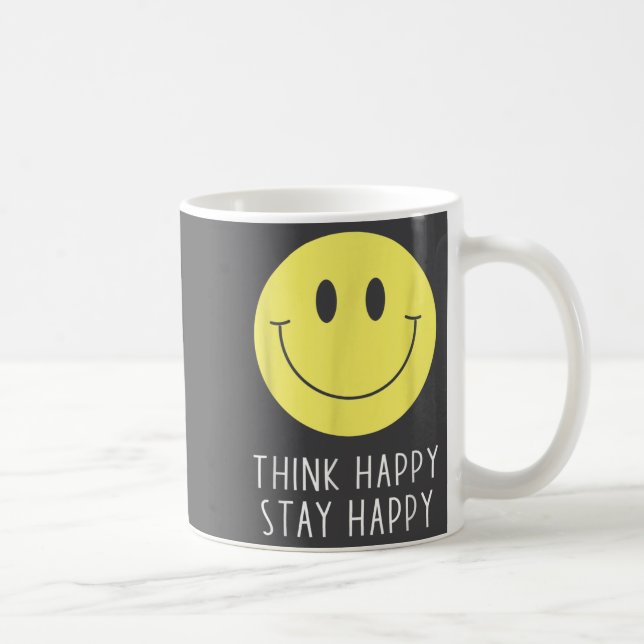 Think Happy Stay Happy Motivation Quote Yellow Smi Kaffeetasse (Rechts)