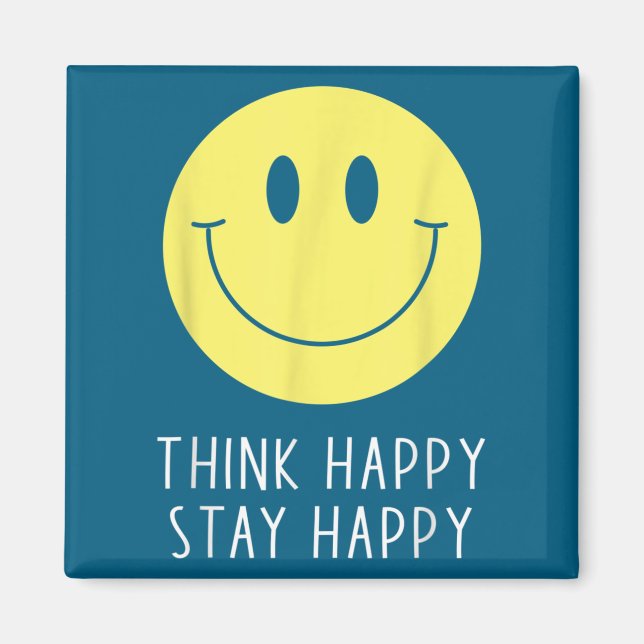 Think Happy Stay Happy Motivation Quote Yellow Smi Magnet (Vorne)
