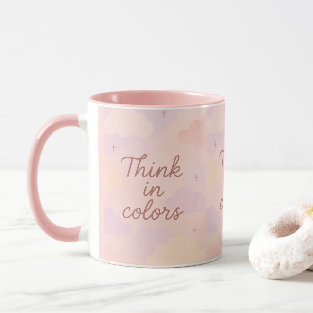 Think in Colors – Pastel Aesthetic Motivational  Tasse (Mit Donut)