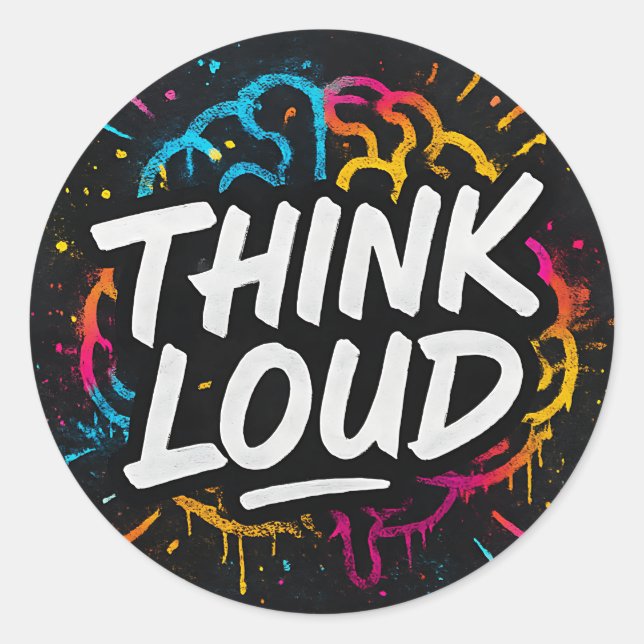 Think Loud – Graffiti Brainpower Sticker (Vorderseite)