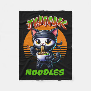 Think Noodles - Mmm Noodles Kawaii Ninja Cat Funny Fleecedecke