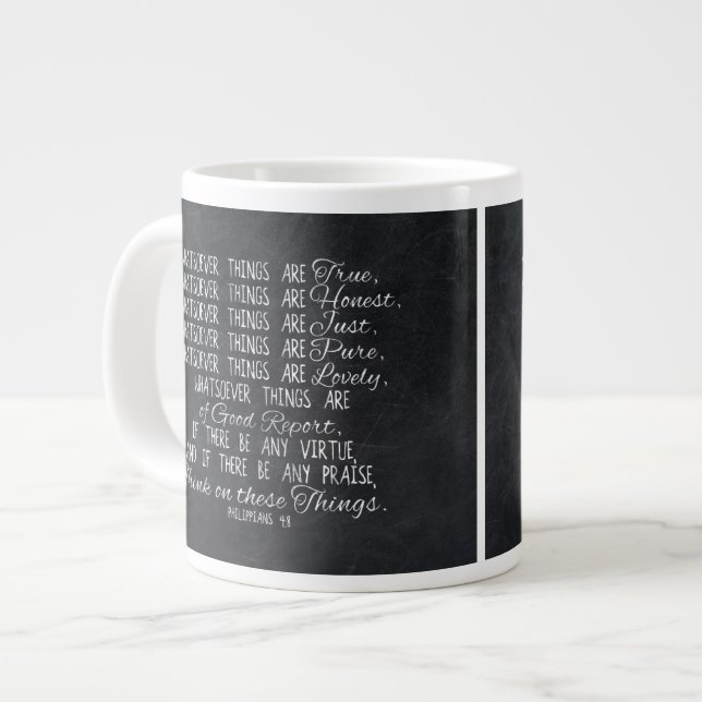 Think on These Things Christian Bible Scripture Jumbo-Tasse (Vorderseite Links)