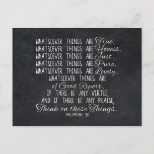Think on These Things Christian Bible Scripture Postkarte