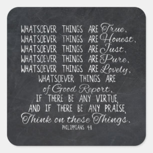 Think on These Things Christian Bible Scripture Quadratischer Aufkleber