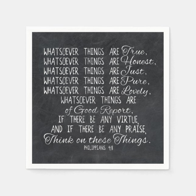 Think on These Things Christian Bible Scripture Serviette (Vorderseite)