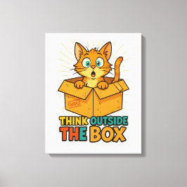 Think Outside The Box – Funny Cat Cartoon Leinwanddruck