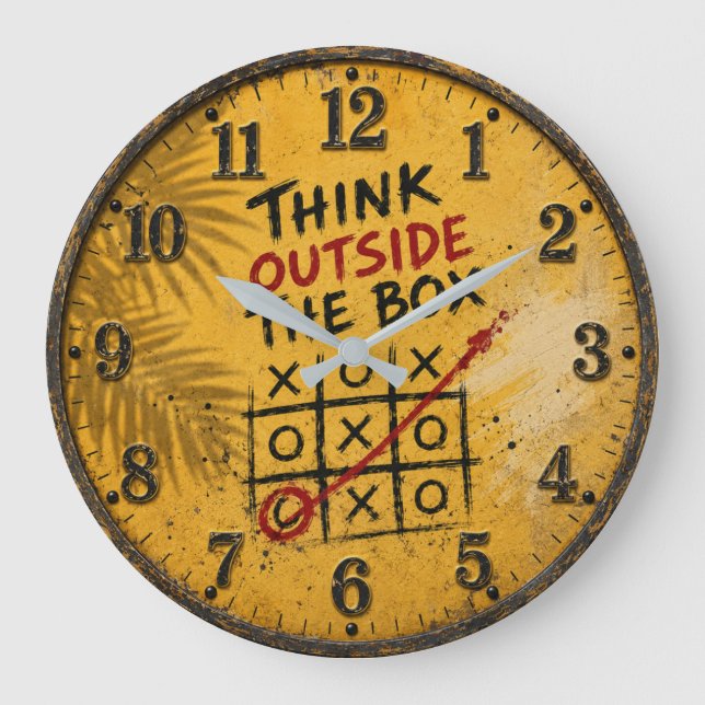 Think Outside the Box Motivational Office Decor Große Wanduhr (Vorderseite)