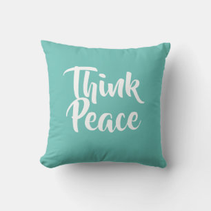 Think Peace Aquamarin Throw Kissen