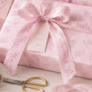 Think Pink Watercolor-Muster-Monogramm Satinband