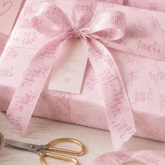 Think Pink Watercolor-Muster-Monogramm  Satinband (Von Creator hochgeladen)
