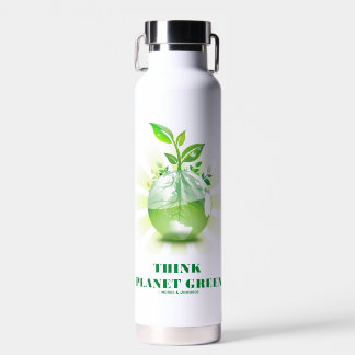Think Planet Green (Grüne Blätter Planet Earth) Trinkflasche