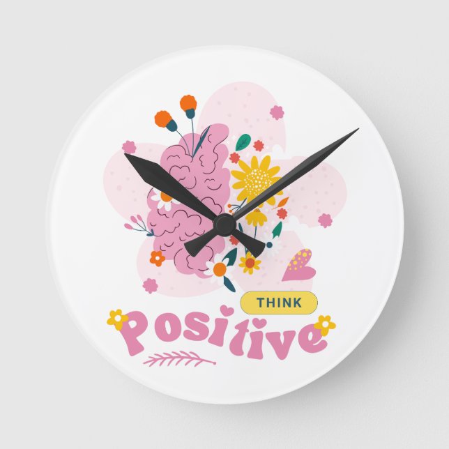 Think Positive Round Clock Runde Wanduhr (Vorderseite)