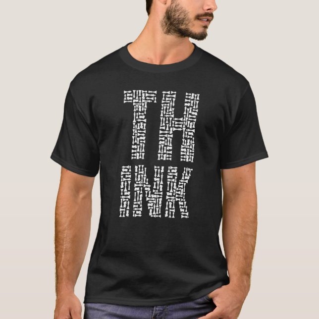 Think Schach Player Master Coach Stücke Text Mosai T-Shirt (Vorderseite)