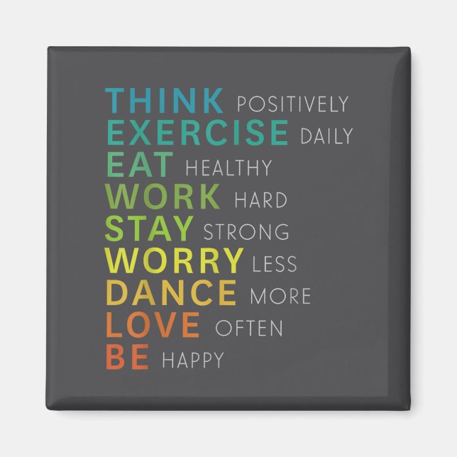Think Sitive Affirmation Insrational Motivational  Magnet (Vorne)
