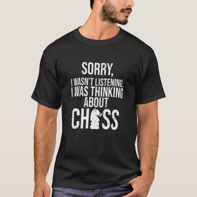 Thinking About Chess Player Expert Coach Sports Gr T-Shirt (Vorderseite)