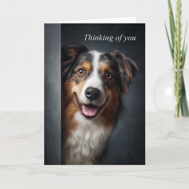 Thinking of You Australian Shepherd Karte (Vorderseite)