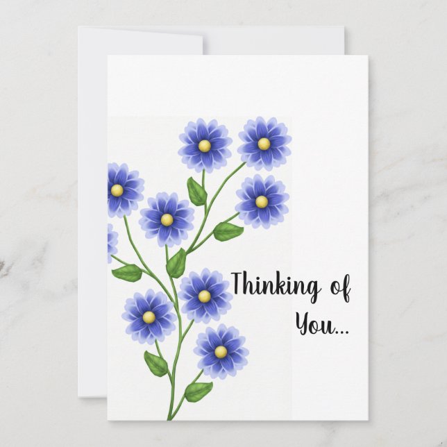 Thinking of You - Blue Flower Einladung (Vorderseite)