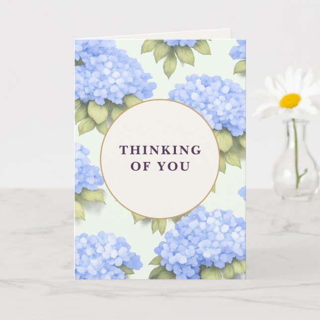 Thinking of You Card | Blue Hydrangea Floral Karte (Kleine Pflanze)