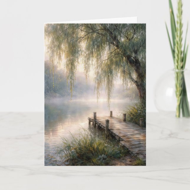 Thinking of You Lake Dock with Willow Tree Karte (Vorderseite)