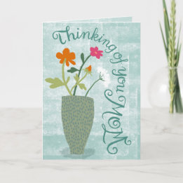 Thinking of You Mom – Bright Floral Abstract Karte