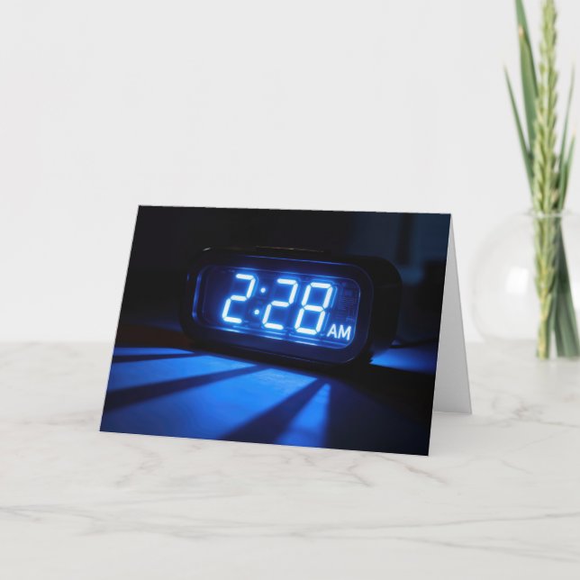 Thinking of You Neon Blue Nightstand Clock Karte (Vorderseite)