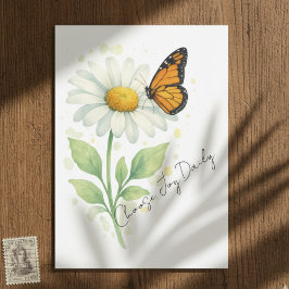 Thinking of You Notecard - Daisy & Butterfly Dankeskarte