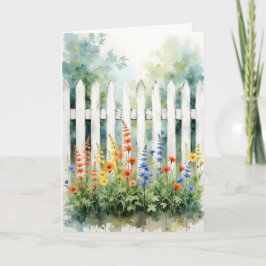 Thinking of You Picket Fence with Flowers Karte