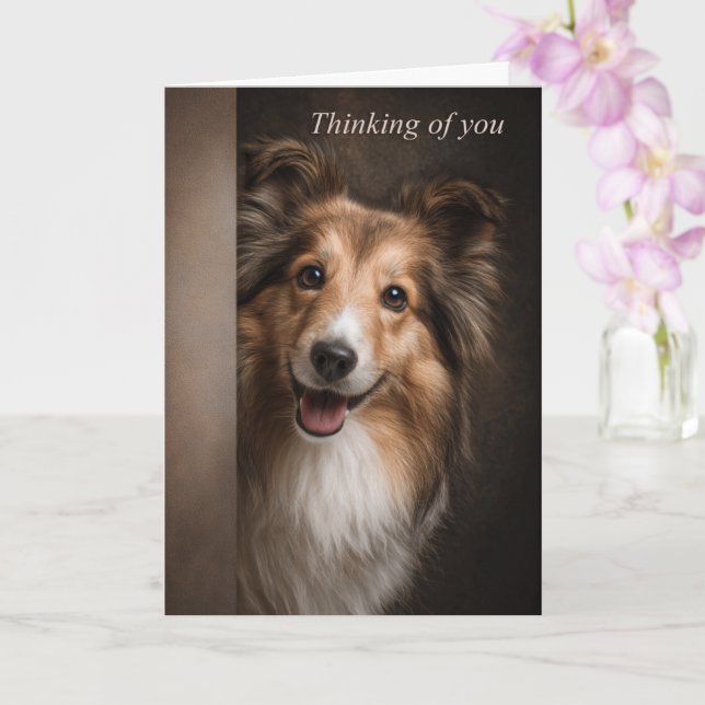 Thinking of You Shetland Sheepdog Karte (Orchidee)