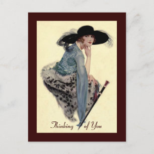 Thinking of You Twenties Glamour Postcard Postkarte