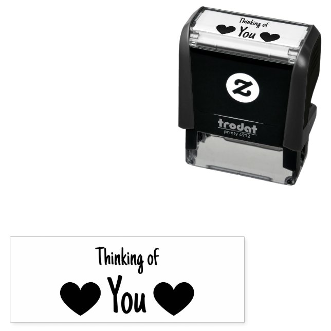 Thinking of You with Cute Hearts Permastempel (Beispiel)