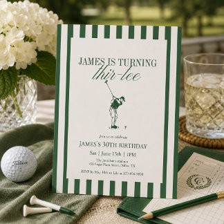 Thir-Tee Golf 30. Geburtstag Grün Streifen Einladung