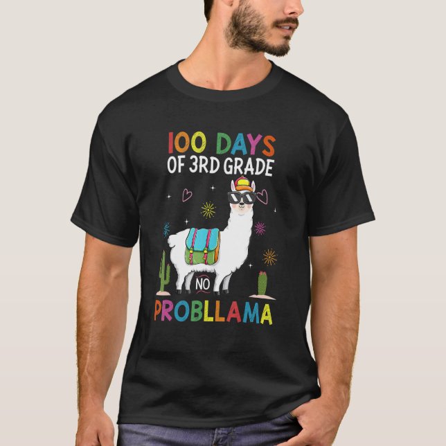 Third 3rd Grade No Prob Llama Teacher 100th Day of T-Shirt (Vorderseite)
