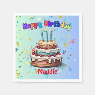 Third Birthday party napkinsStandard Cocktail Serviette