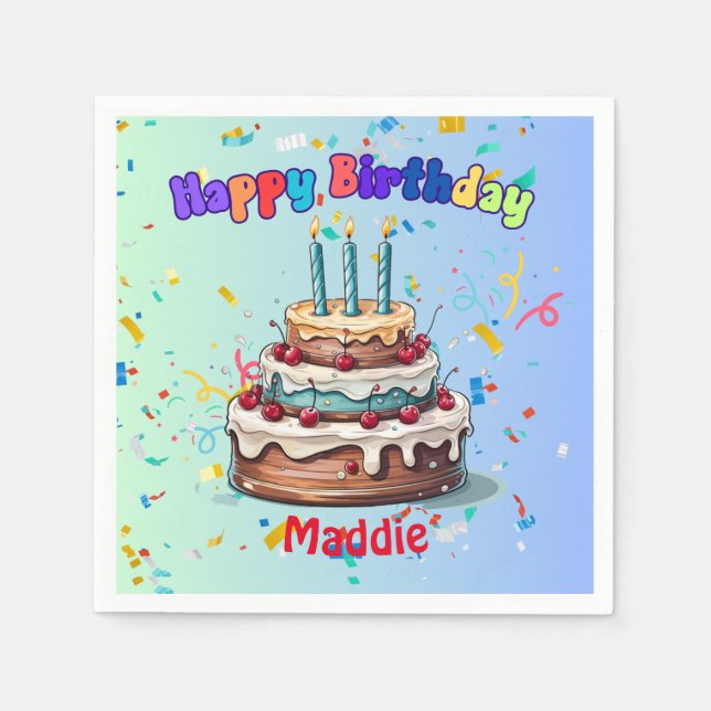 Third Birthday party napkinsStandard Cocktail Serviette (Vorderseite)