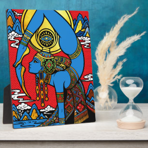 Third Eye – Blaue Yogini in Pop-Art-Rückbeuge Fotoplatte