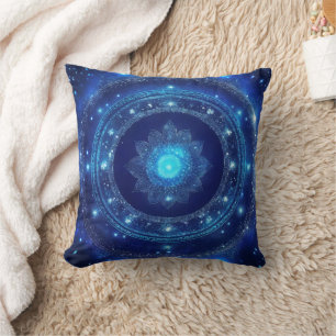 Third Eye Chakra Blaues Mandala Kissen