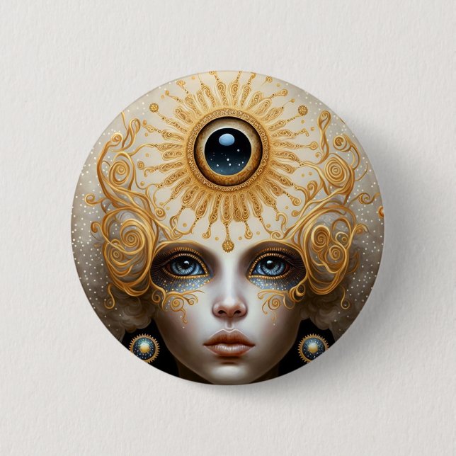 Third Eye Goddess Fantasy Art Button (Vorderseite)