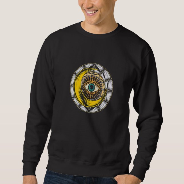 Third Eye Illuminati Mond Horror Mystiker Hallowee Sweatshirt (Vorderseite)