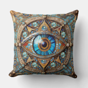 Third Eye - Türkis Blau Gold Mandala Kissen